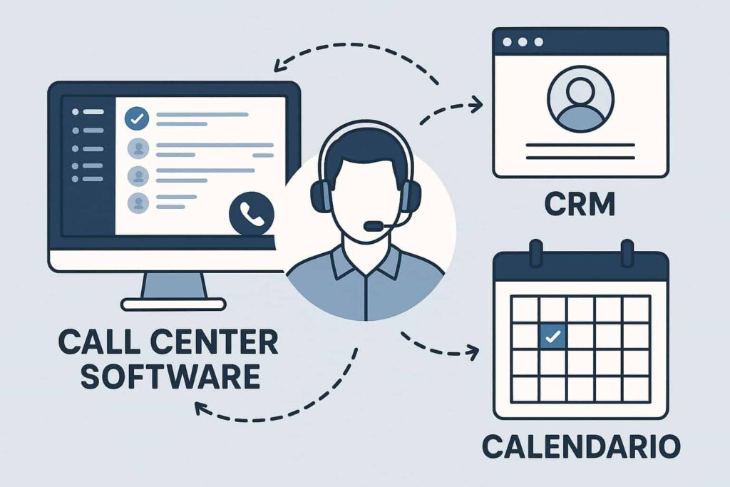 Integración de software de call center con CRM y calendario